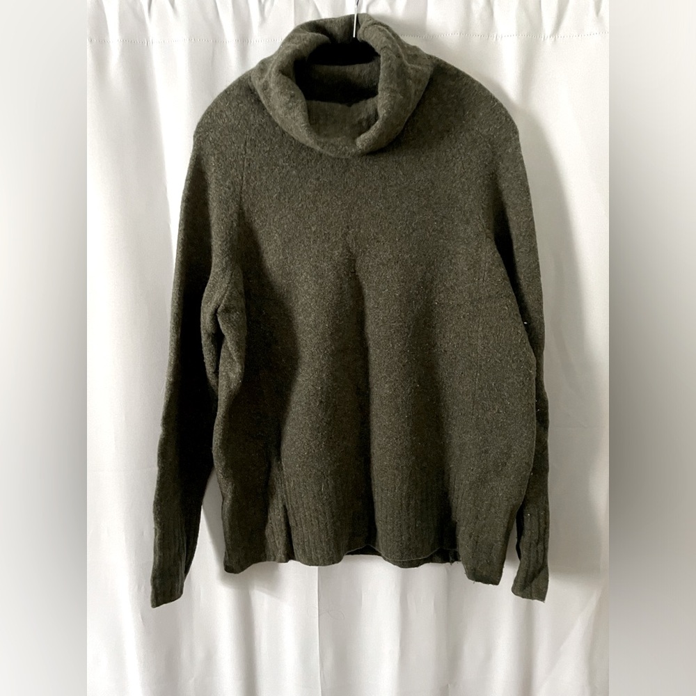 Aritzia Community Olive-Grey Wool Blend Turtleneck Sweater